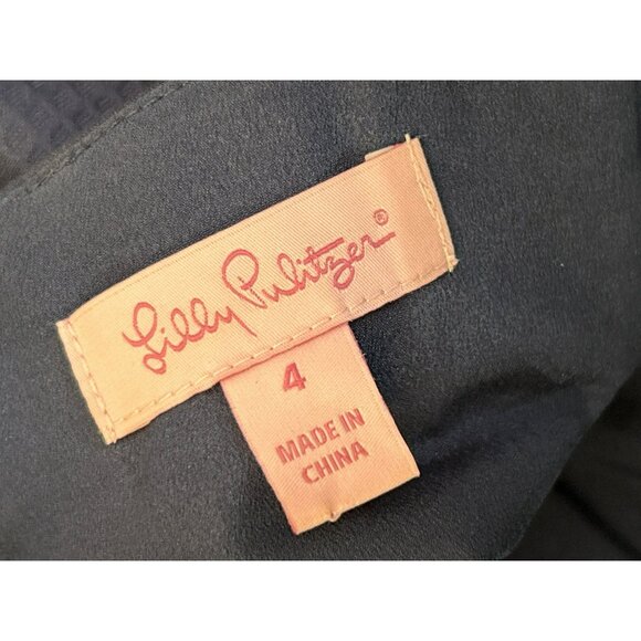 Lilly Pulitzer Women's Navy Blue Beige Vena Stretch Shift Dress Size 4 EUC - Picture 5 of 7